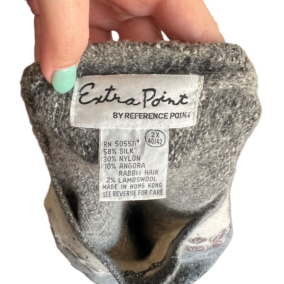 Vintage Silk & Angora Knit Sweater 2X Cozy Grandmacore - Picture 2 of 5